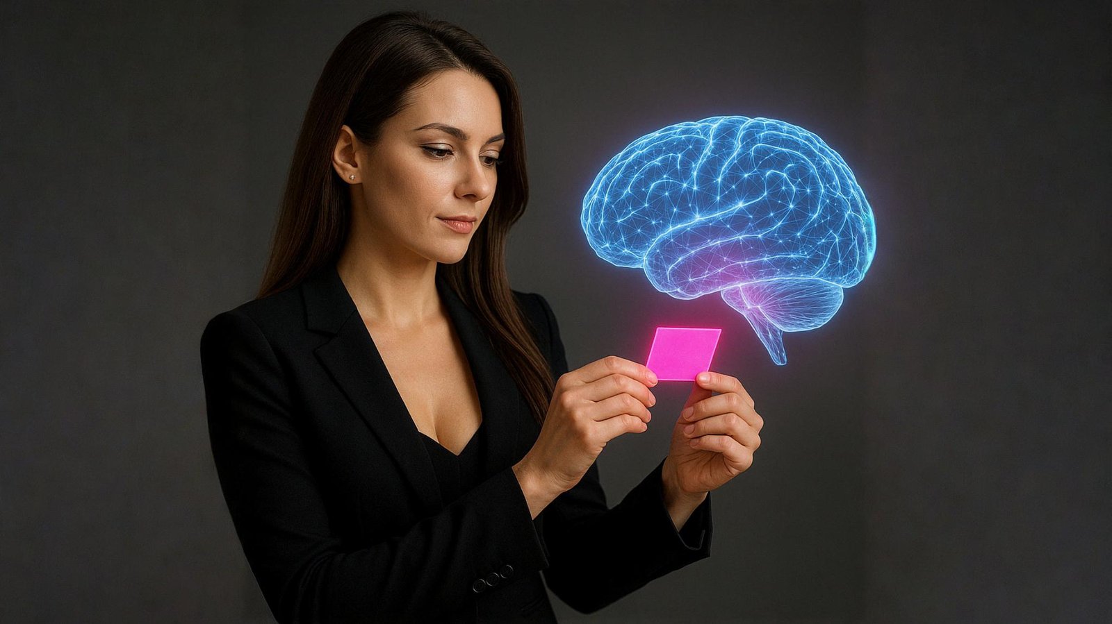 Cérebro digital em fundo escuro a processar dados e ideias, conceito visual de engenharia de prompts e inteligência artificial.